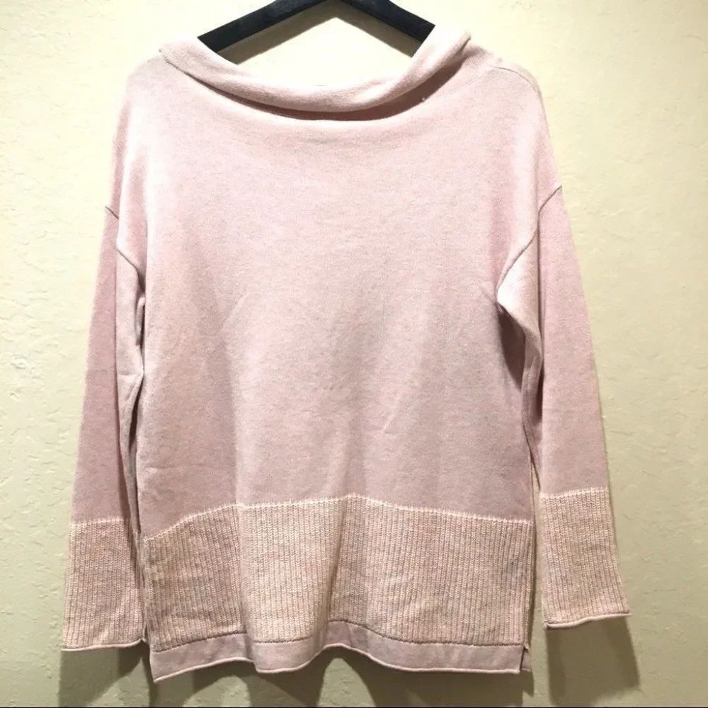 J.Jill Pink Soft Knit Ribbed Sweater XS boatneck off shoulder